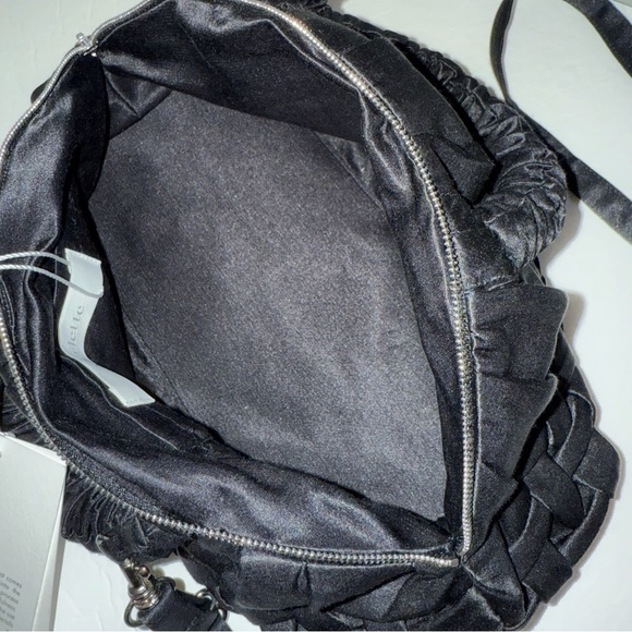 MERLETTE NEW YORK BLACK SATIN SILK BRAIDED LUNE MINI HANDBAG PURSE - Picture 7 of 10